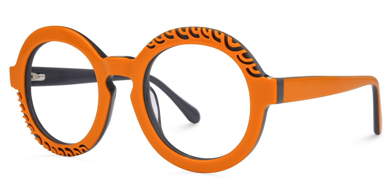 Marcela - Round Orange Eyeglasses | Vooglam Front View