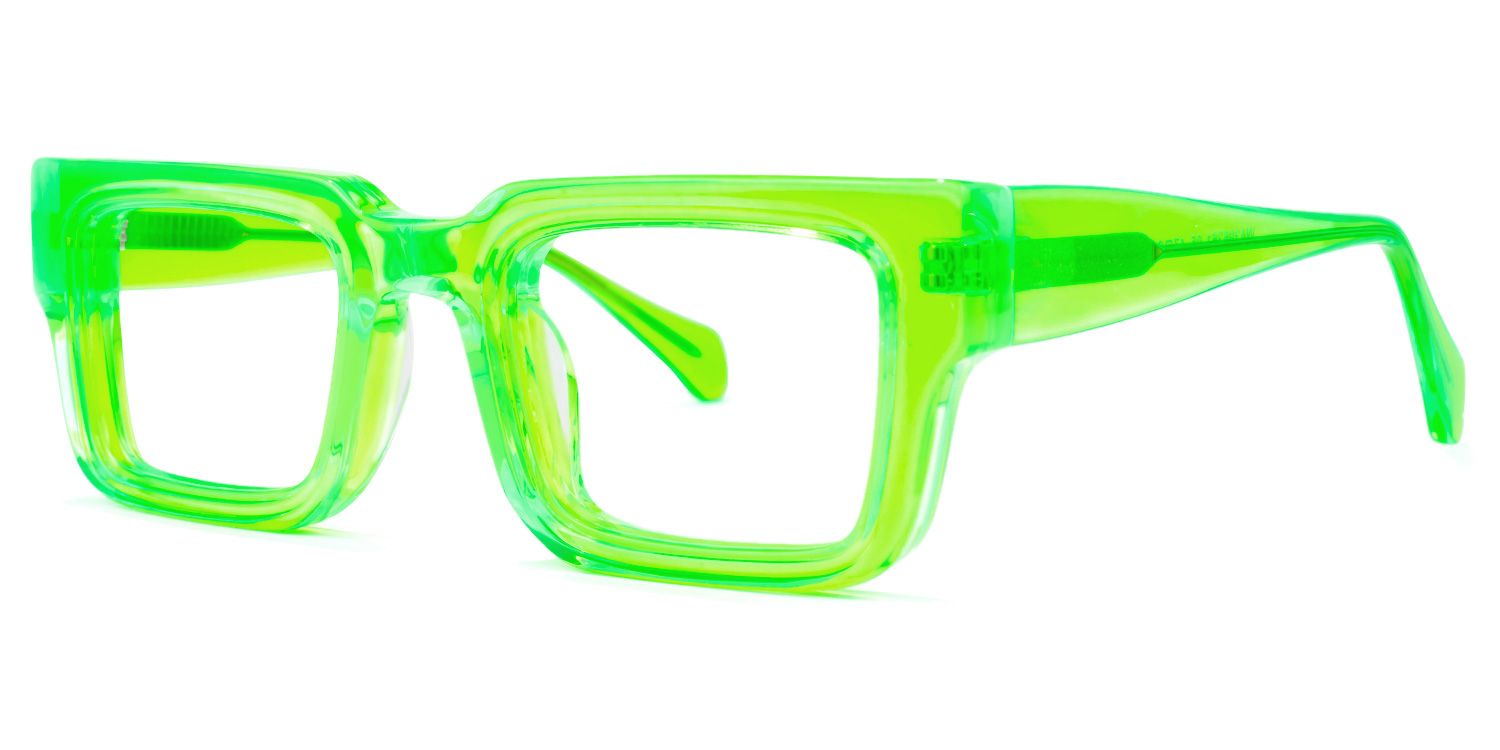 Cherie - Rectangle Green Eyeglasses | Vooglam Front View