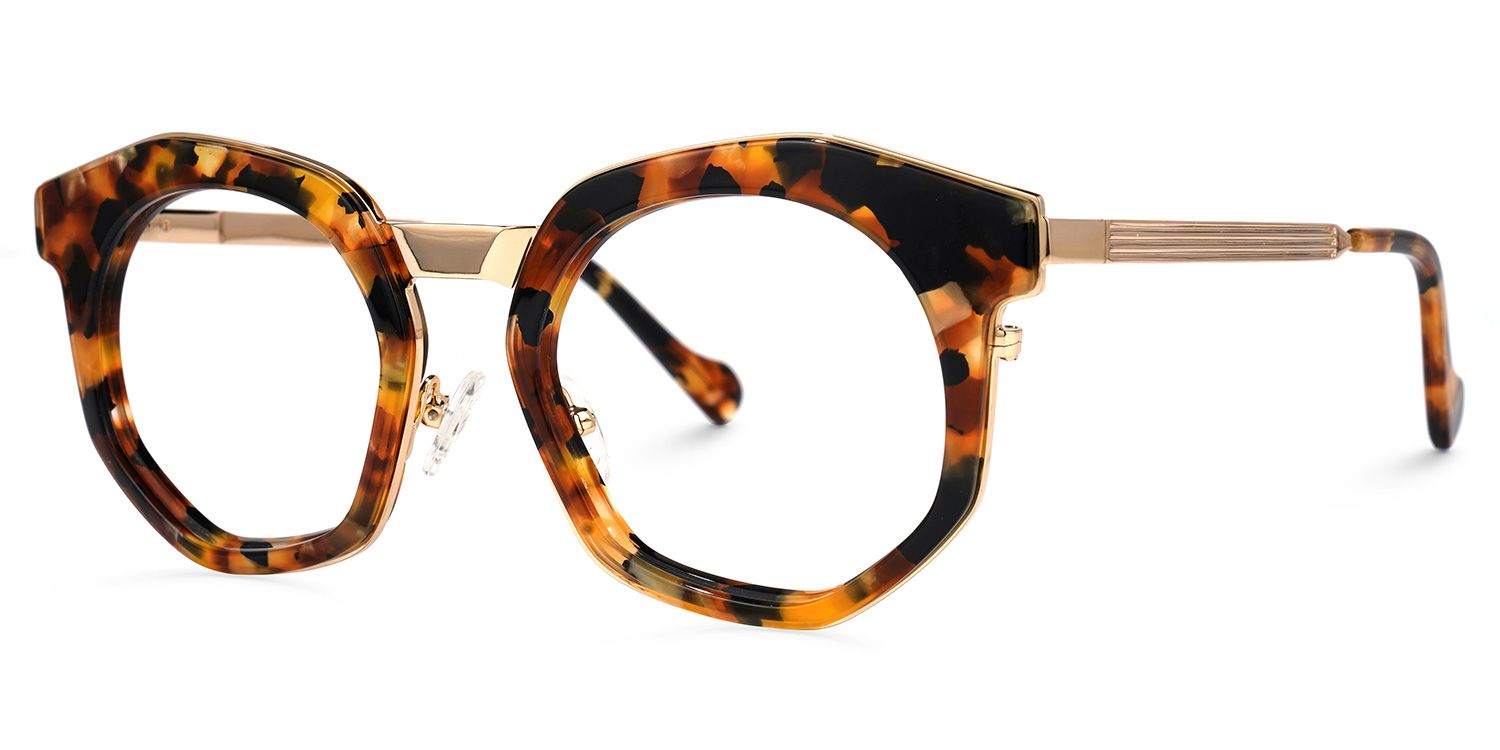 Basisky - Geometric Tortoise Eyeglasses | Vooglam Front View