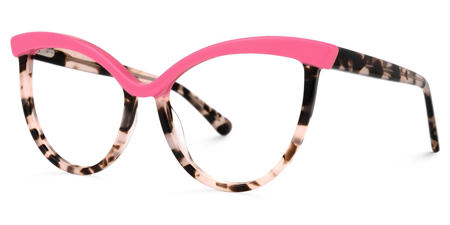 Florido - Cat Eye Pink Eyeglasses | Vooglam Front View