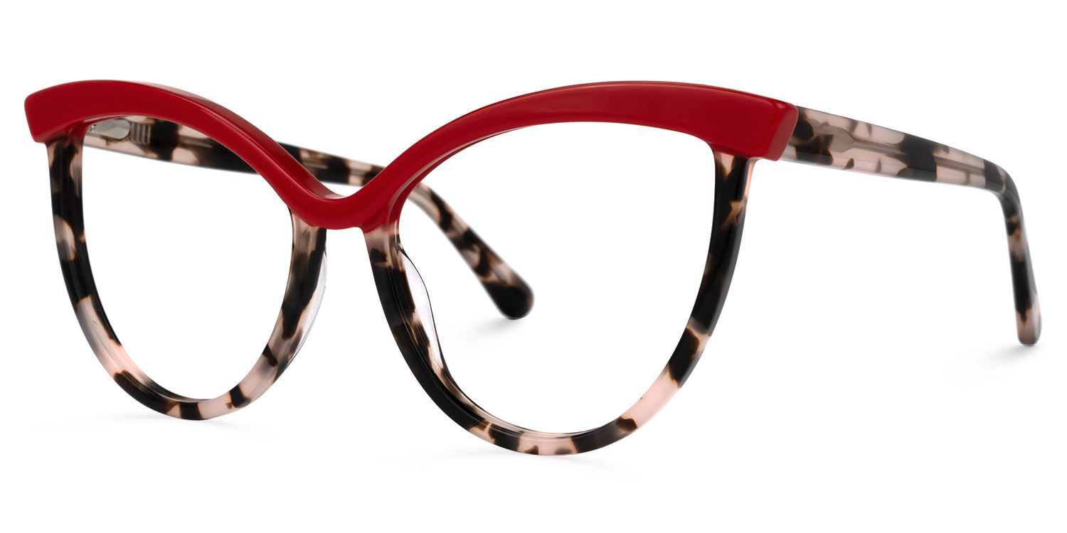 Florido - Cat Eye Red Eyeglasses | Vooglam Front View