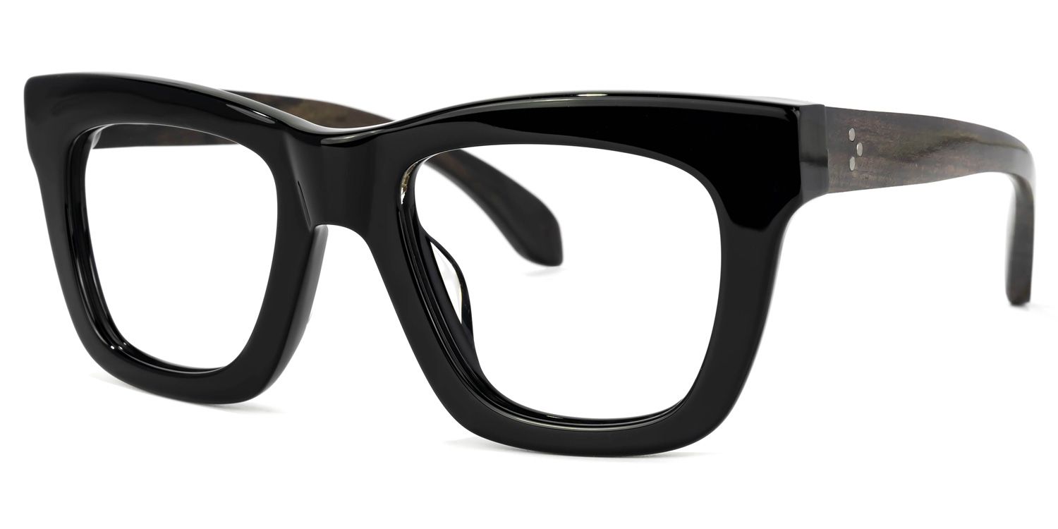 Abishag - Rectangle Black Eyeglasses | Vooglam Front View
