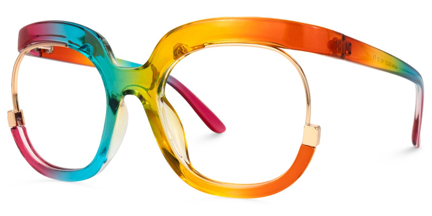 Eduarda - Square Multicolor Eyeglasses | Vooglam Front View