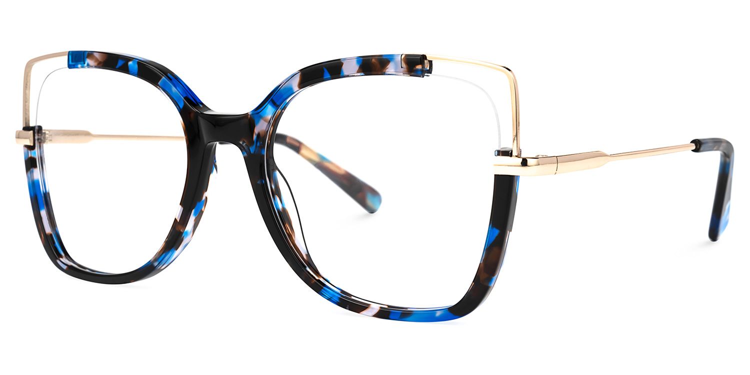 Nunes - Square Blue/Black Eyeglasses | Vooglam Front View
