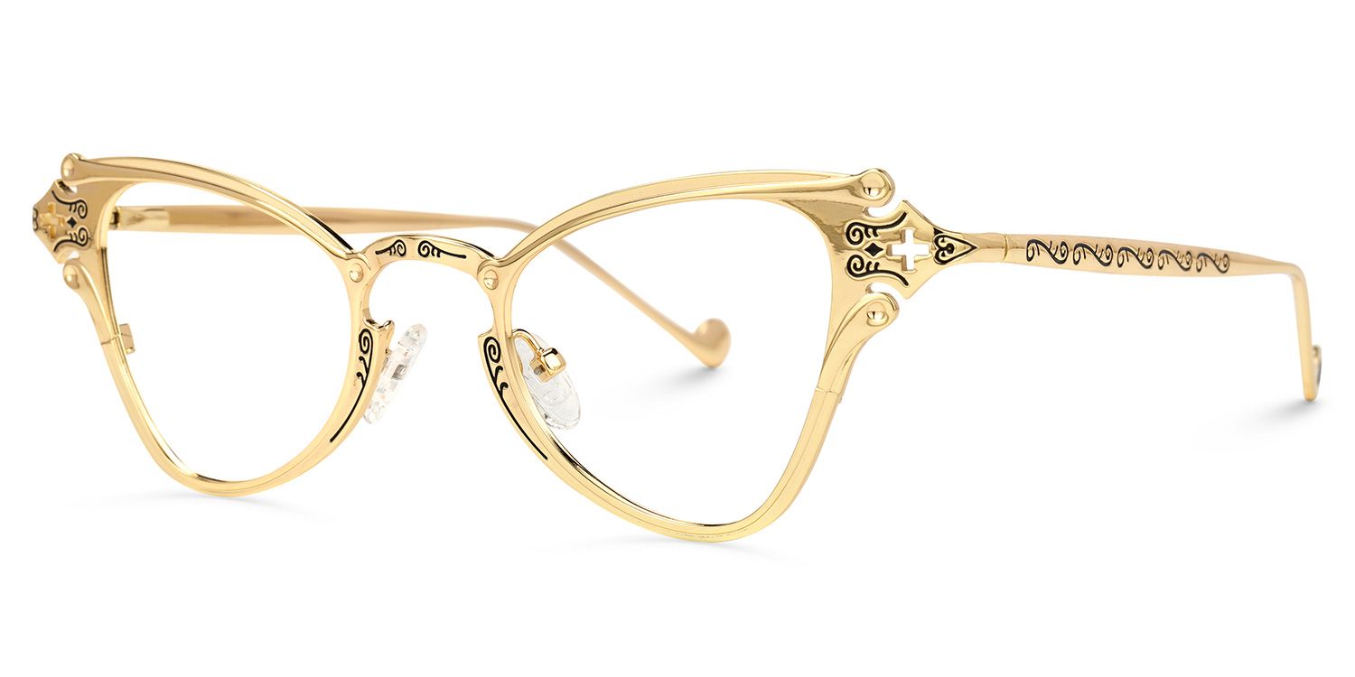 Chuchin - Cat Eye Gold Eyeglasses | Vooglam Front View