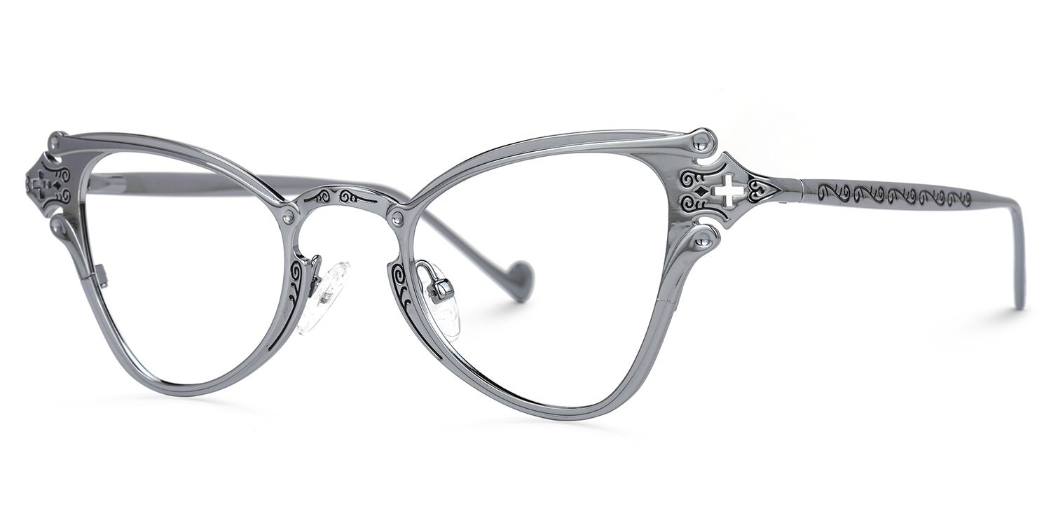 Chuchin - Cat Eye Grey Eyeglasses | Vooglam Front View