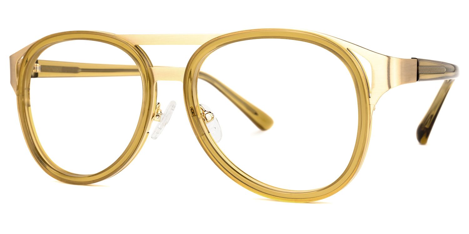 Anabel - Aviator Yellow Eyeglasses by Vooglam - Front View