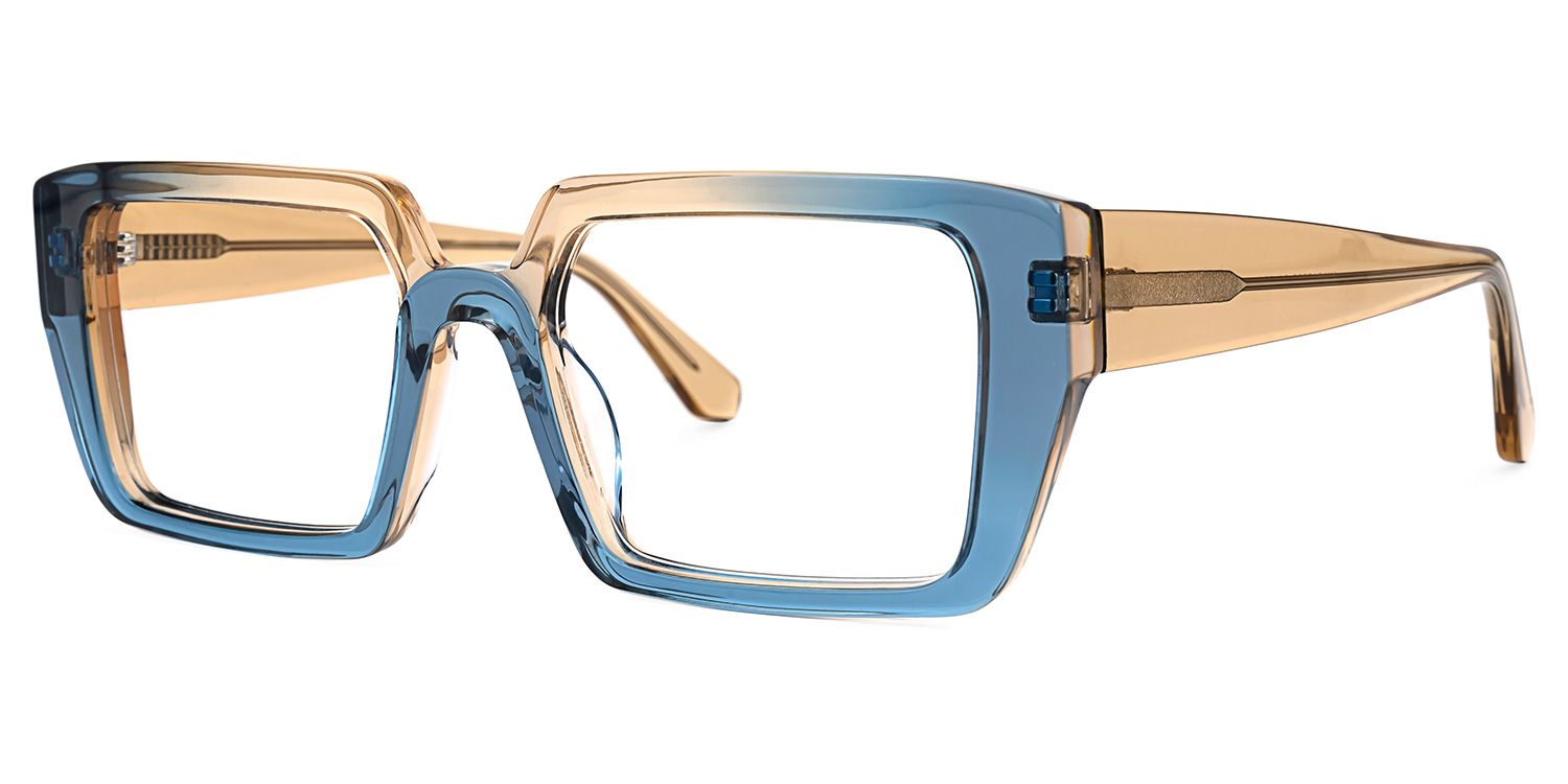 Aponte - Rectangle Blue Two-tone Eyeglasses | Vooglam Front View