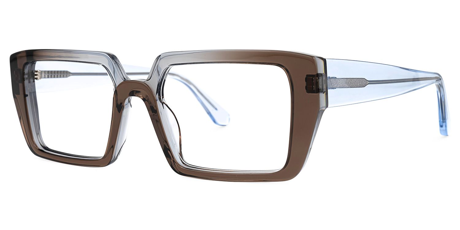 Aponte - Rectangle Brown Eyeglasses | Vooglam Front View