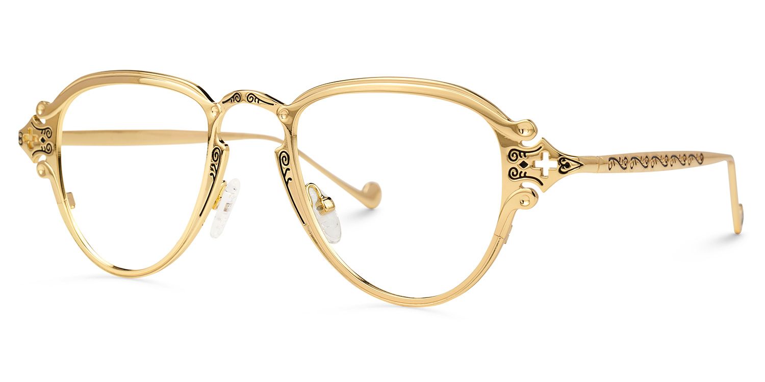 Twyman - Aviator Gold Eyeglasses | Vooglam Front View