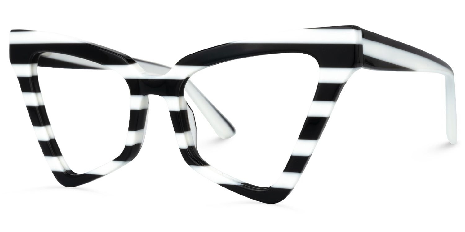 Raphael - Butterfly White/Black Pattern Eyeglasses by Vooglam - Front View