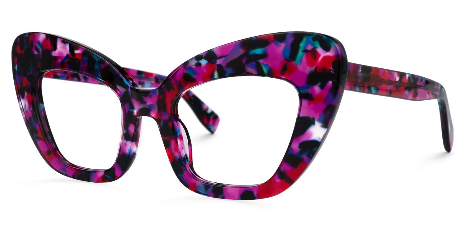 Zuzanna - Floral Cat Eye Prescription Glasses | Vooglam Front View