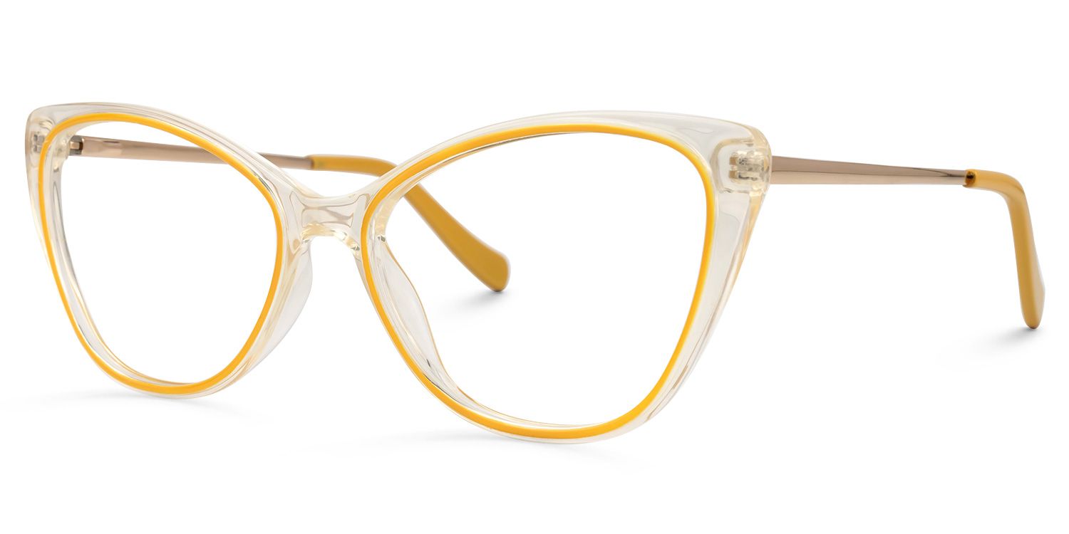 Mendoza - Cat Eye Yellow Eyeglasses | Vooglam Front View