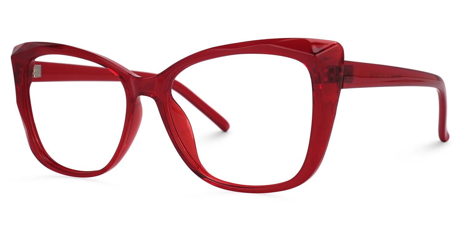 Square Red Eyeglasses | Vooglam.com Front View