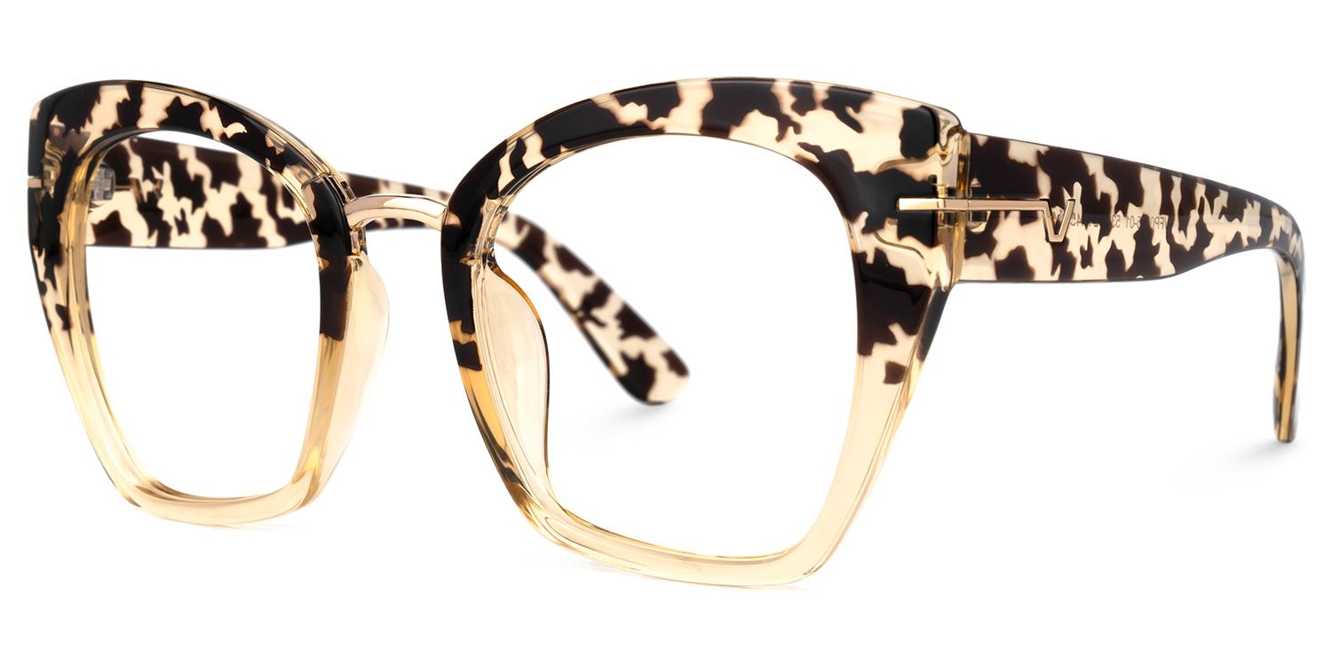 Paulina - Square Light Tortoiseshell Designer Glasses │ Vooglam Front View