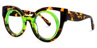 Carreras - Cat Eye Green Eyeglasses | Vooglam Front View