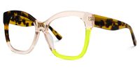 Ronaldo - Tortoise Shell Glasses with Bold Neon Accent | Vooglam Front View