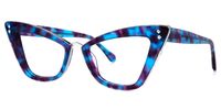Ferreira - Cat Eye Blue/Floral Eyeglasses | Vooglam Front View
