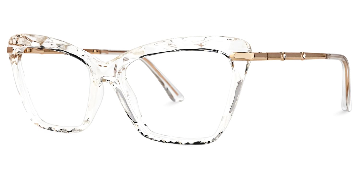 Annie - Clear Rectangle Crystal Frame Eyeglasses | Vooglam Front View