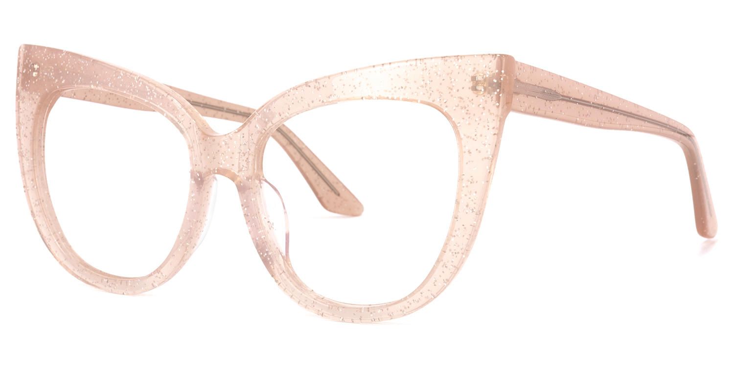 Cat Eye Flesh/Pink Eyeglasses | Vooglam.com Front View