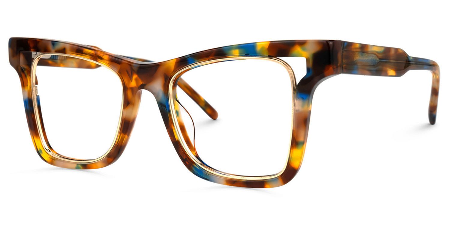 Efrain - Rectangle Blue/Tortoise Eyeglasses | Vooglam Front View