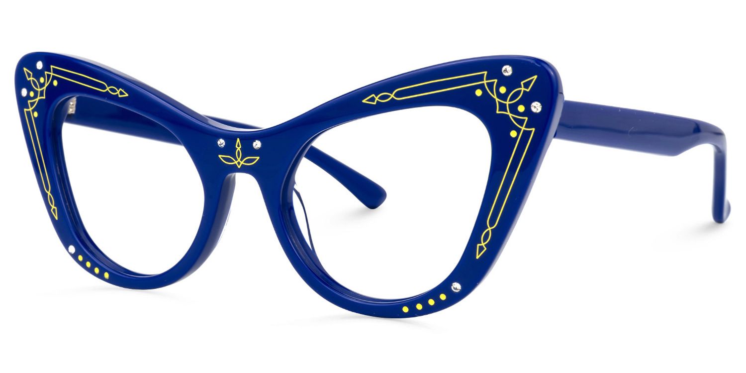 Bratton - Cat Eye Blue Eyeglasses | Vooglam Front View