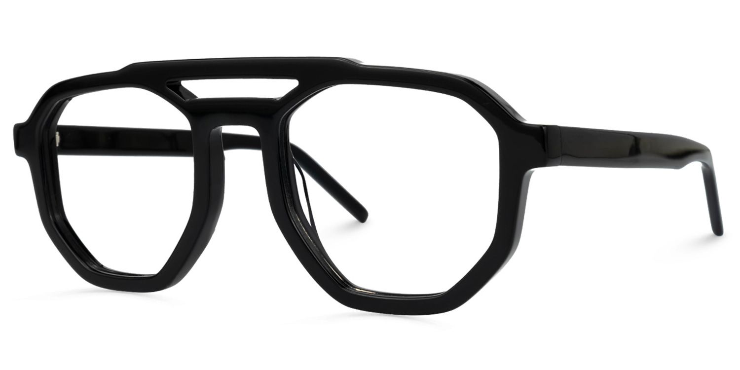 Mariela - Aviator Black Eyeglasses | Vooglam.com Front View
