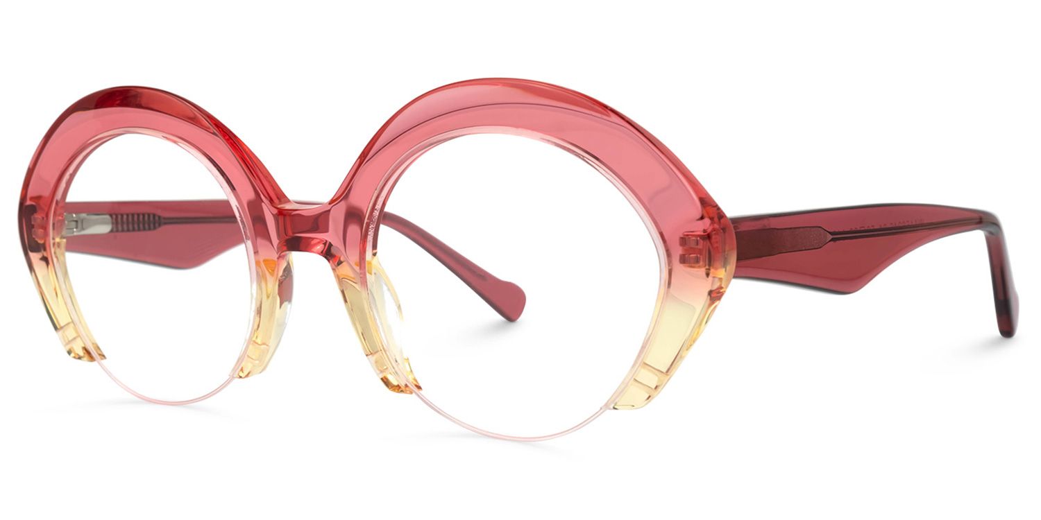 Thompson - Round Red/Yellow Eyeglasses | Vooglam Front View