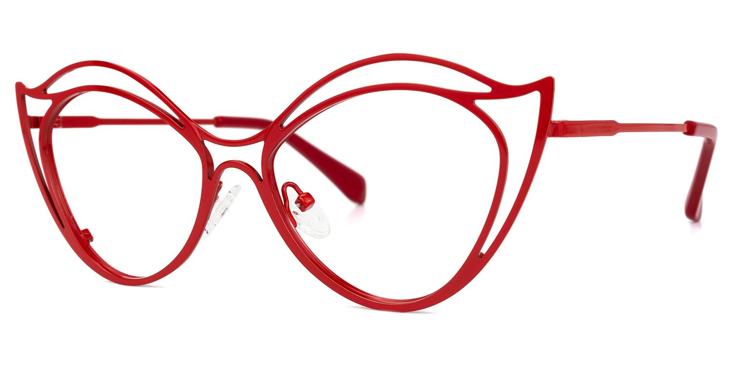 Hilleary - Geometric Red Eyeglasses | Vooglam Front View
