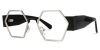 Lizzy - Geometric Silver Eyeglasses | Vooglam Front View