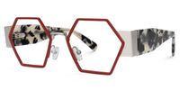 Lizzy - Geometric Red Eyeglasses | Vooglam Front View