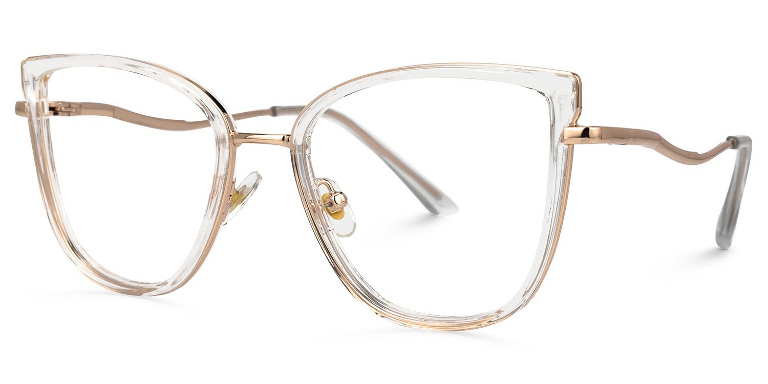 Rosario - Cat Eye Crystal Eyeglasses | Vooglam Front View
