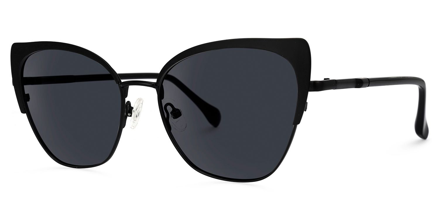 Mayberry - Cat Eye Black Sunglasses | Vooglam Front View