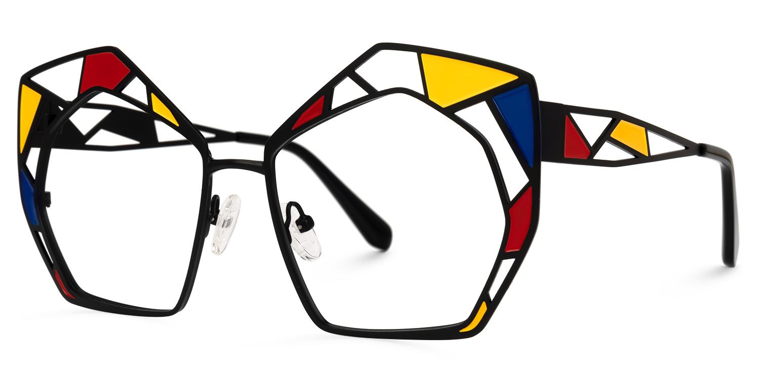 Crumbley - Geometric Black Eyeglasses | Vooglam Front View