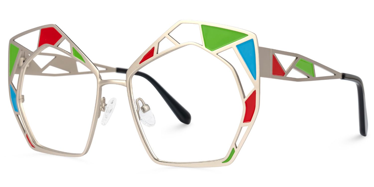 Crumbley - Geometric Silver Eyeglasses | Vooglam Front View