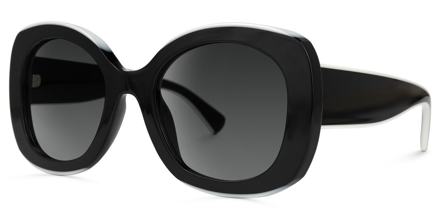 Luigina - Round Black Sunglasses | Vooglam Front View
