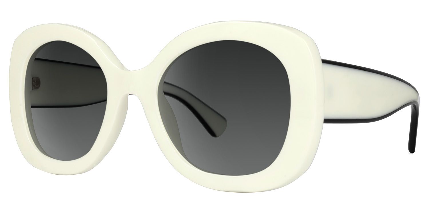 Luigina - Round White Sunglasses by Vooglam - Front View
