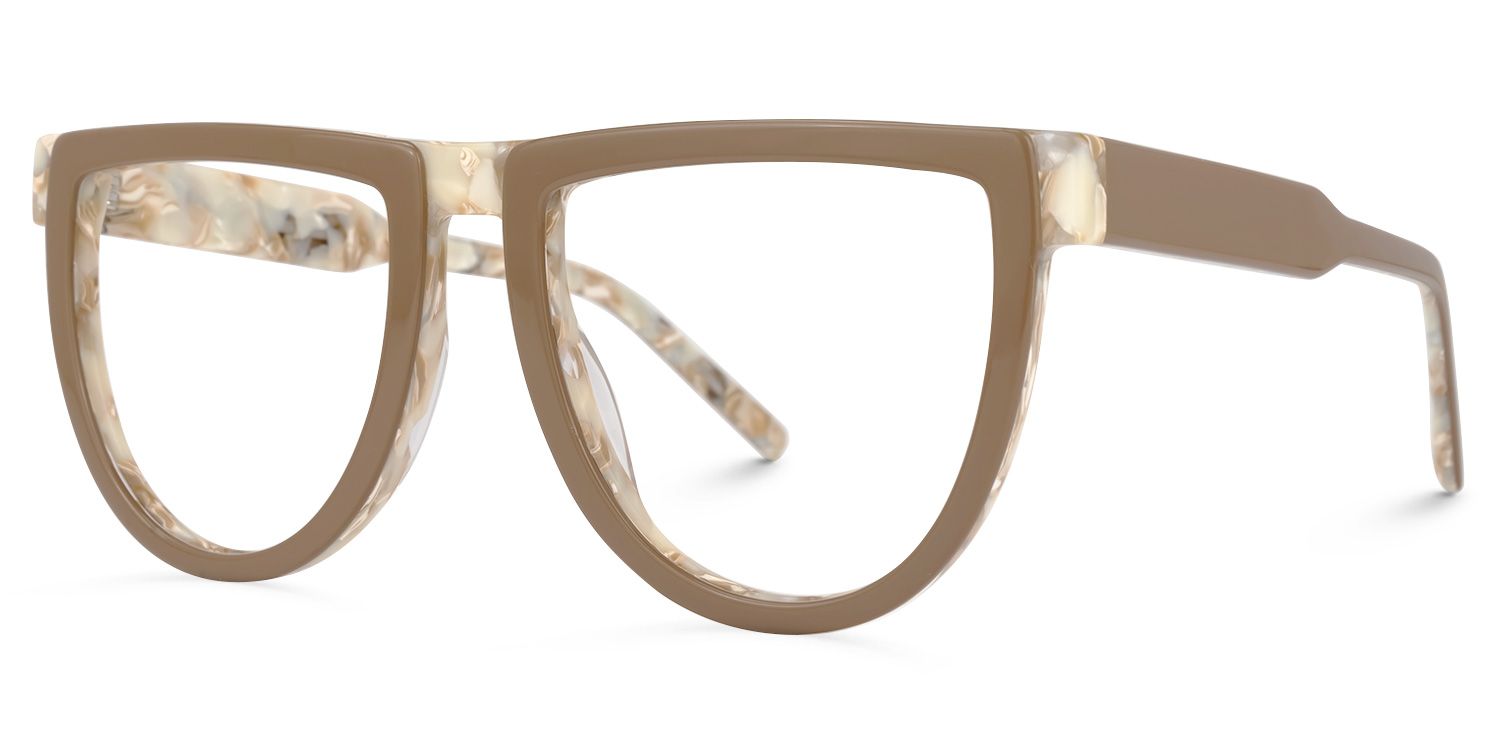 Amiens - Aviator Brown Eyeglasses | Vooglam Front View