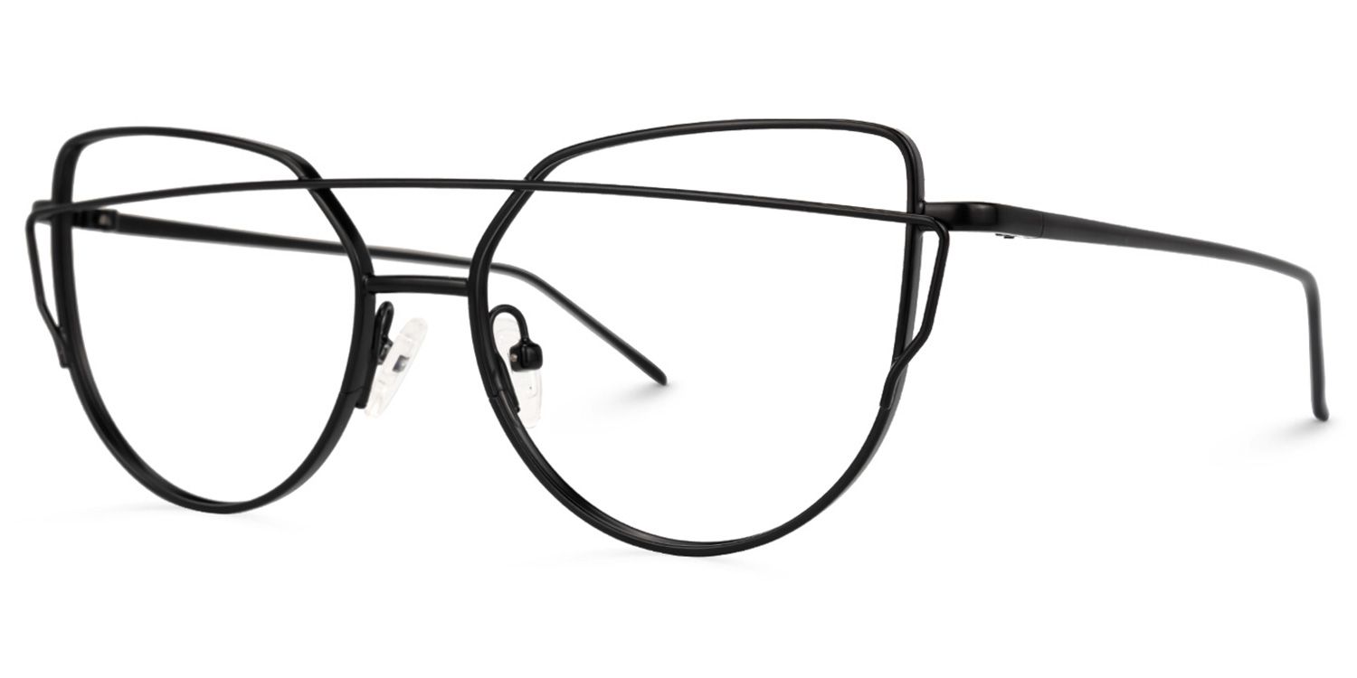 Selina - Aviator Black Eyeglasses | Vooglam Front View