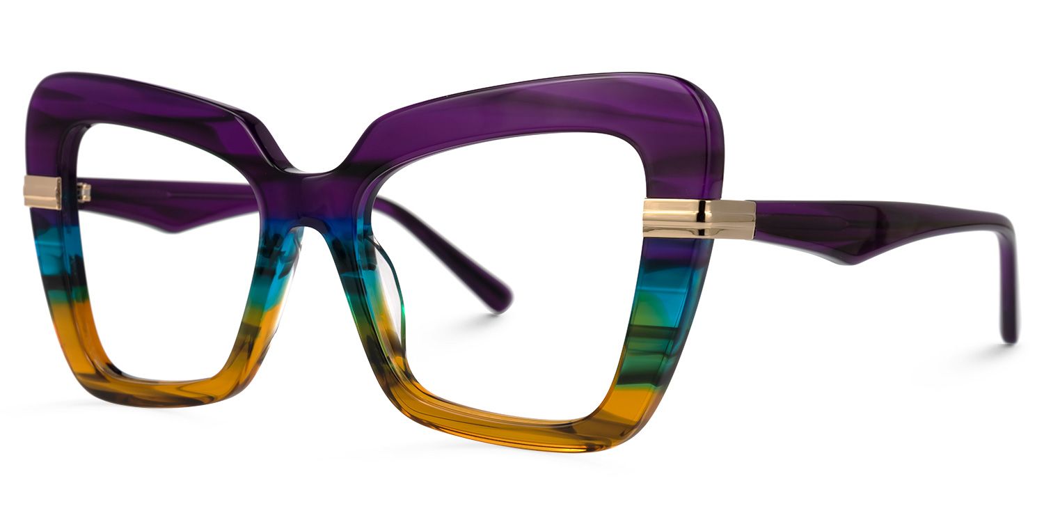 Nadda - Square Multicolor Eyeglasses by Vooglam - Front View