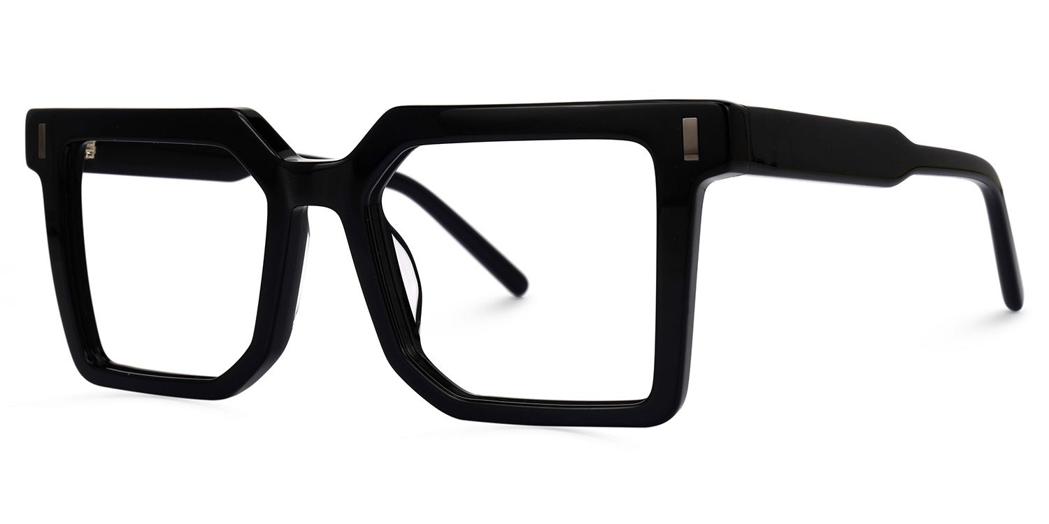 Nadie - Square Black Eyeglasses | Vooglam Front View