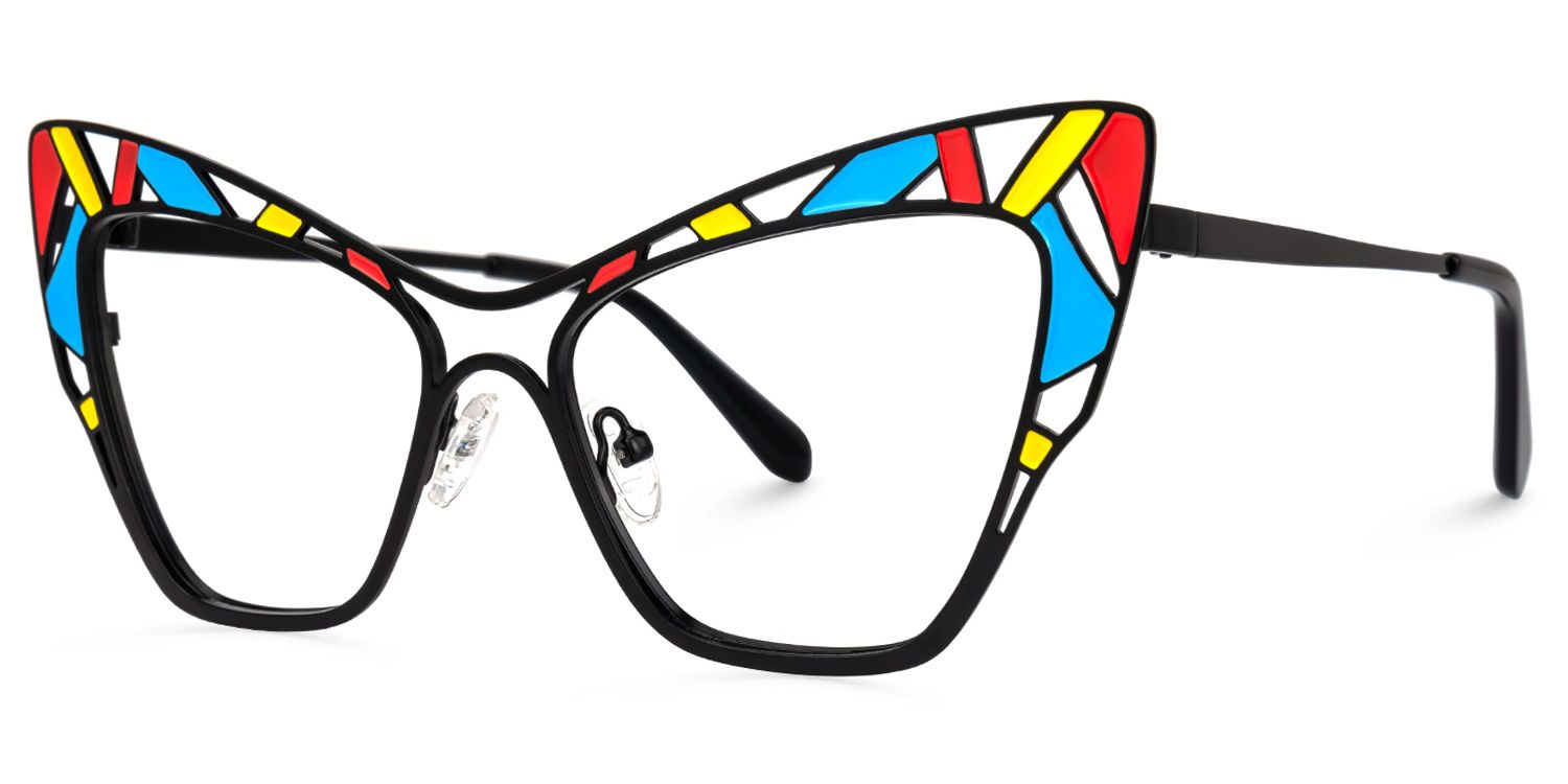 Aali - Cat Eye Black Eyeglasses | Vooglam Front View