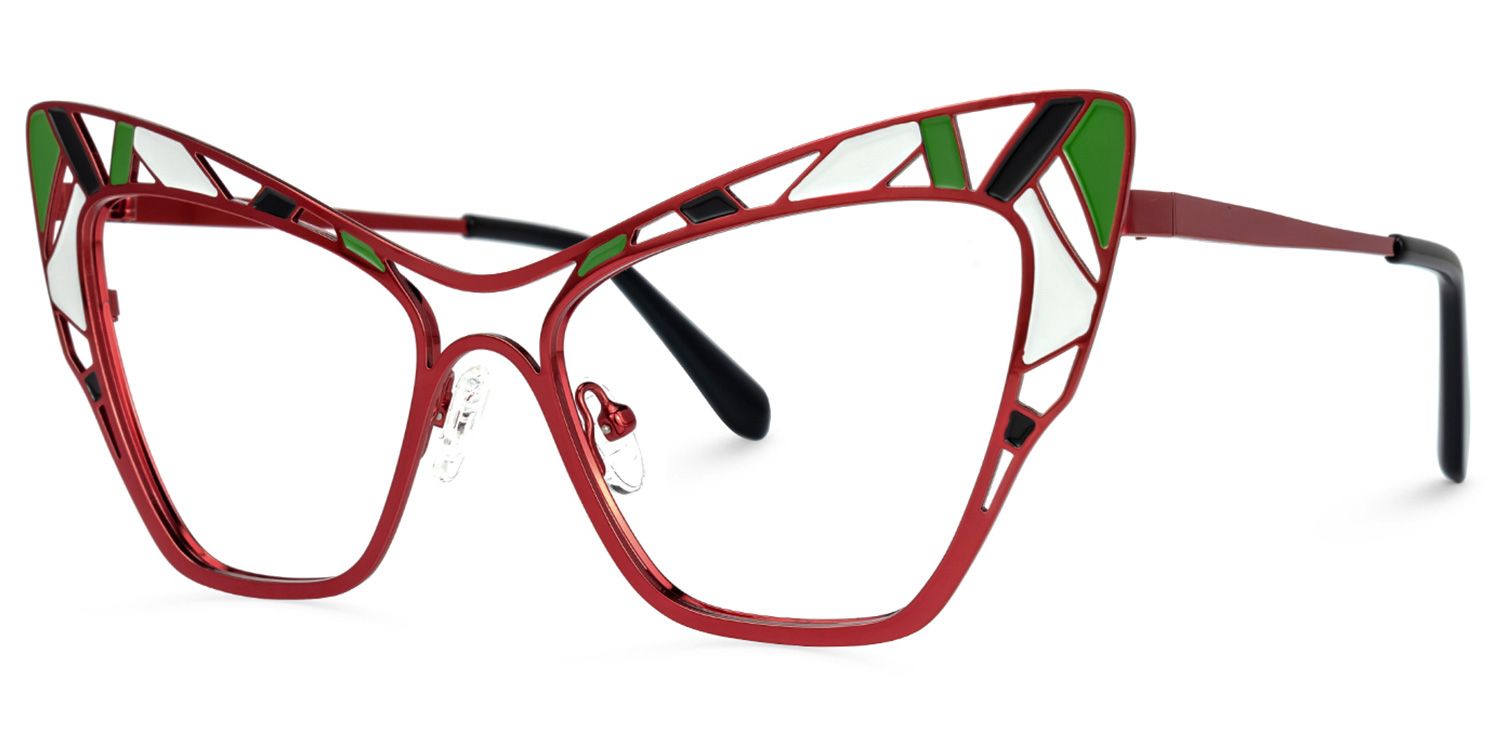 Aali - Cat Eye Red Eyeglasses | Vooglam Front View