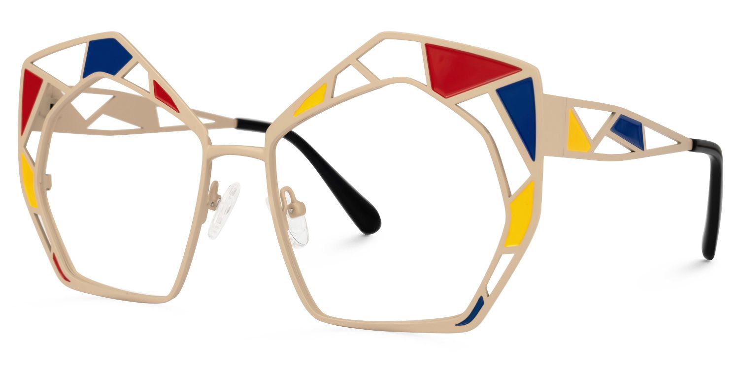 Crumbley - Geometric Brown Eyeglasses by Vooglam - Front View