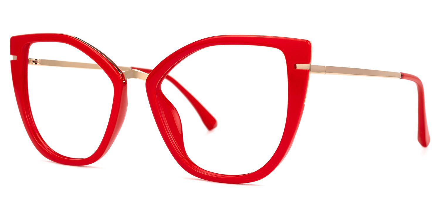 Abena - Cat Eye Red Eyeglasses | Vooglam Front View