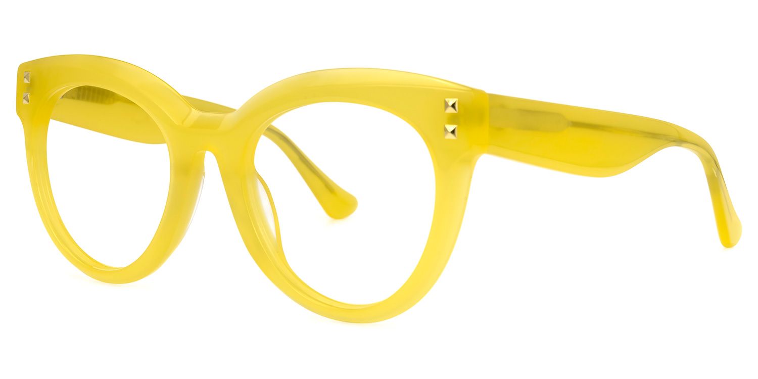 Abdiel - Round Yellow Eyeglasses | Vooglam Front View