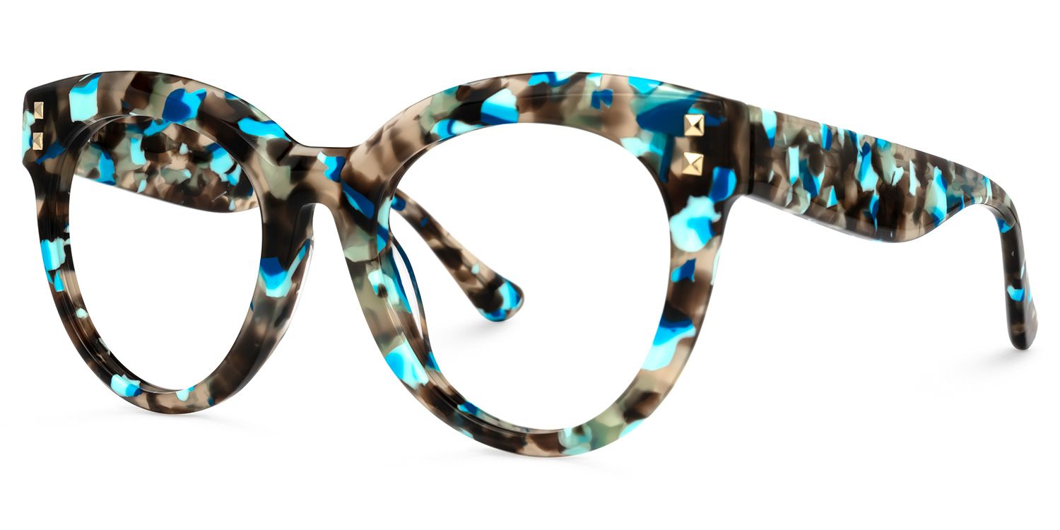 Abdiel - Round Blue/Tortoise Eyeglasses | Vooglam Front View