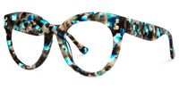 Abdiel - Round Blue/Tortoise Eyeglasses | Vooglam Front View