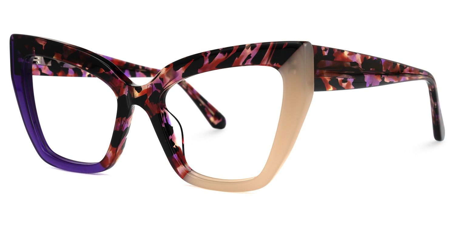 Abby - Cat Eye Purple/Tortoise Eyeglasses | Vooglam Front View
