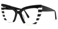Abby - Cat Eye Black/White Eyeglasses | Vooglam Front View